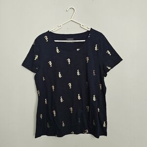 Talbots Navy Seahorse V-Neck